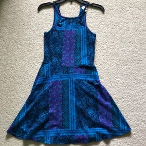 Blue and purple dress with pattern